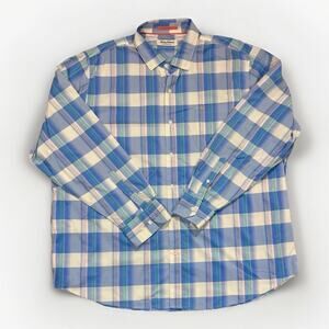 Tommy Bahama Siesta Key Shirt Mens XLT Blue Plaid Long Sleeve Lightweight